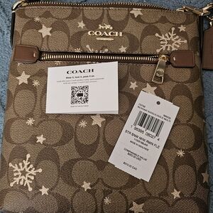 Coach Winter edition crossbody, signature brown.